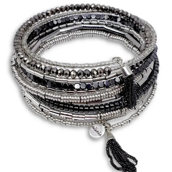 Stella & Dot Celine Wrap Bracelet Silver Beaded - Picture 5 of 9